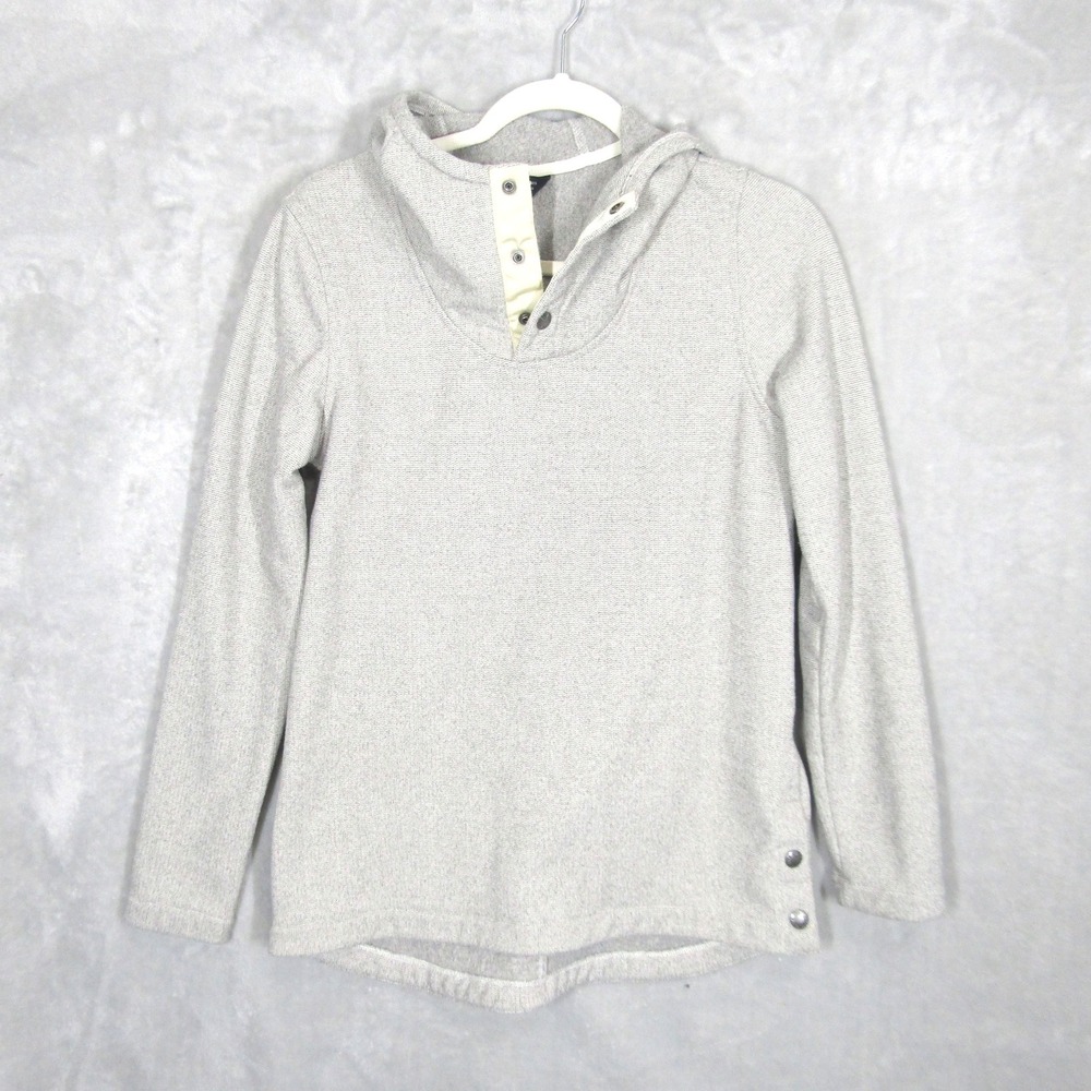 The North Face Womens Pullover Hoodie Button Up Heather Gray Small